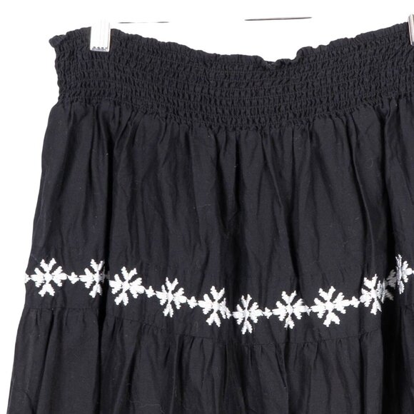 Charter Club Tiered Skirt 16 Womens Black White Embroidered Stitching Cotton - Picture 2 of 5